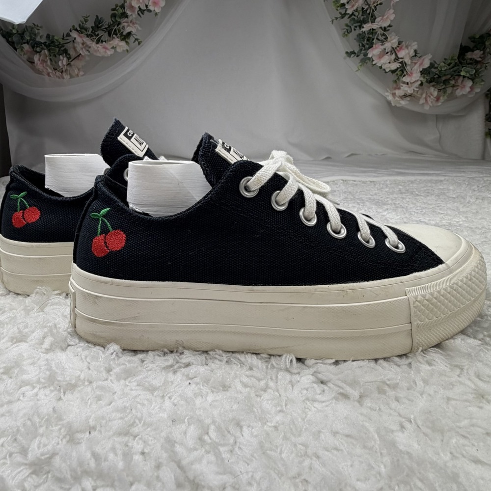 Converse Platform Chuck Taylor All Star Sneakers With Cherry Embroidery,  Size 7